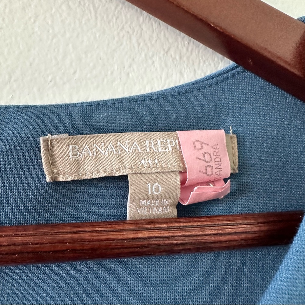 Banana Republic blue & black leather colorblock business shift dress - Picture 5 of 8